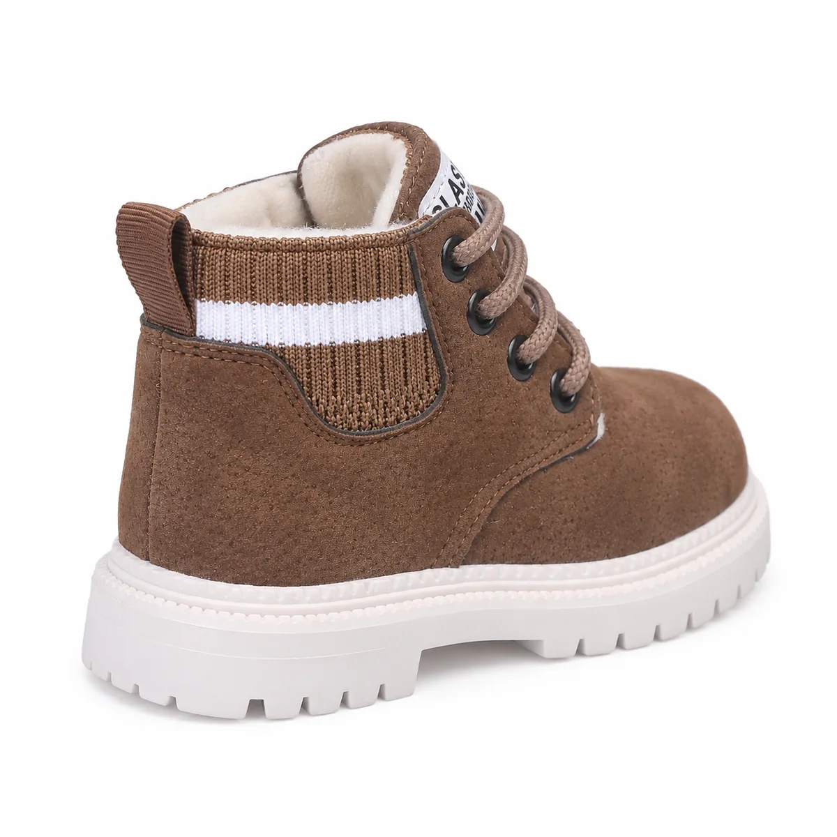 Bottines pour enfant avec doublure en fourrure et semelle blanche confortable