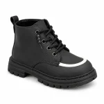 Bottines enfant noires à lacets avec bout contrastant pour garçon
