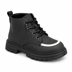 Bottines enfant noires à lacets avec bout contrastant pour garçon