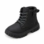 Bottines enfant noires à lacets et zip latéral pour garçons