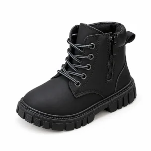 Bottines enfant noires à lacets et zip latéral pour garçons