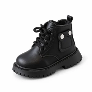 Bottines noires pour enfant avec rivets et lacets décoratifs