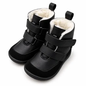 Bottines pour enfant noires en suédine avec deux scratchs