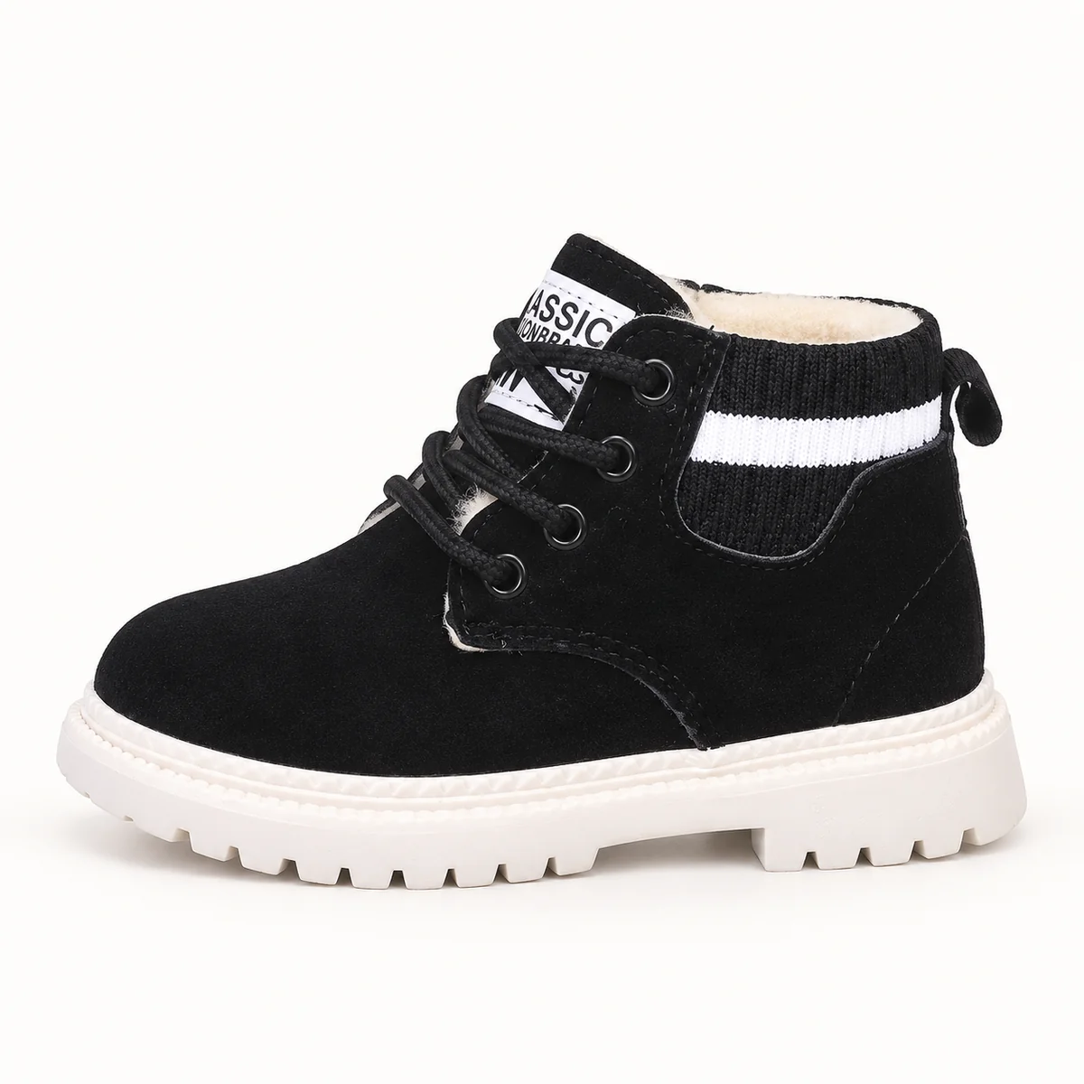 bottines enfant noires fourrees a lace 44550 10a vue laterale