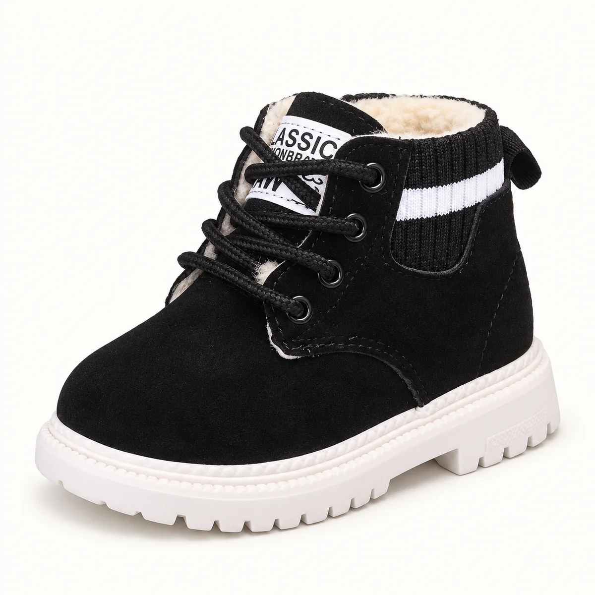 bottines enfant noires fourrees a lace 44550 10a vue principale