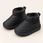Bottines enfant noires fourrées matelassées avec zip pour hiver