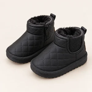 Bottines enfant noires fourrées matelassées avec zip pour hiver