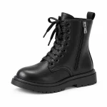 Bottines montantes noires pour enfant avec lacets adaptées à la marche