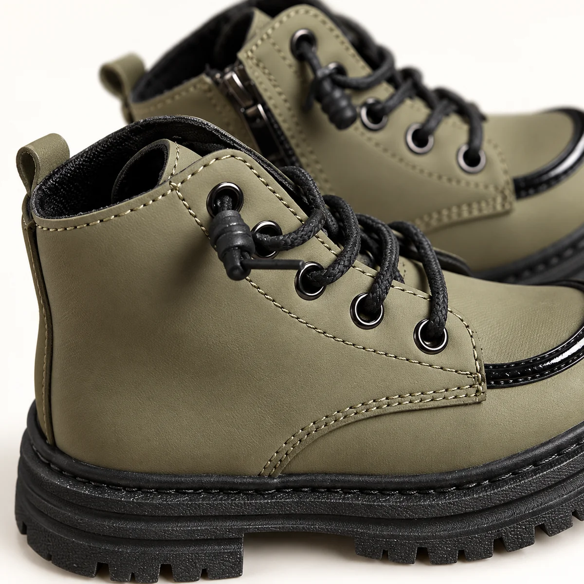 bottines enfant vert militaire a zip 44546 10a detail