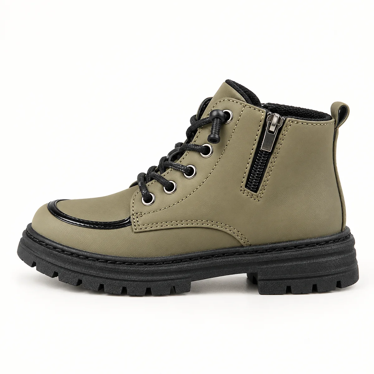 bottines enfant vert militaire a zip 44546 10a vue laterale