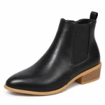 Bottines femme compensées noires en aspect cuir avec fermeture zippée