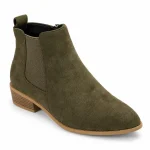 Bottines femme compensées vert militaire avec fermeture éclair élégante