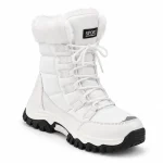 bottines femme blanches en pu a lacets vue de trois quarts sur fond blanc 44786