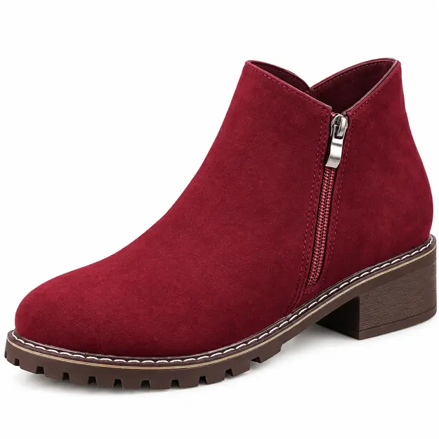 bottines femme bordeaux a zip et finition mate detail du zip et des surpiqures 44741