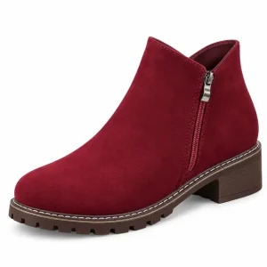 bottines femme bordeaux a zip et finition mate vue de trois quarts sur fond blanc 44741