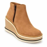 Bottines femme compensées à plateforme kaki élégantes et modernes