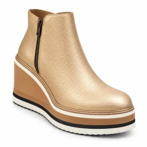 Bottines femme compensées dorées avec plateforme élégante