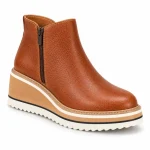 Bottines femme compensées à plateforme marron vue de face