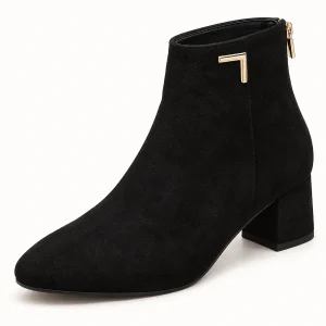 Bottines femme élégantes à talon carré noire pour le confort et le style
