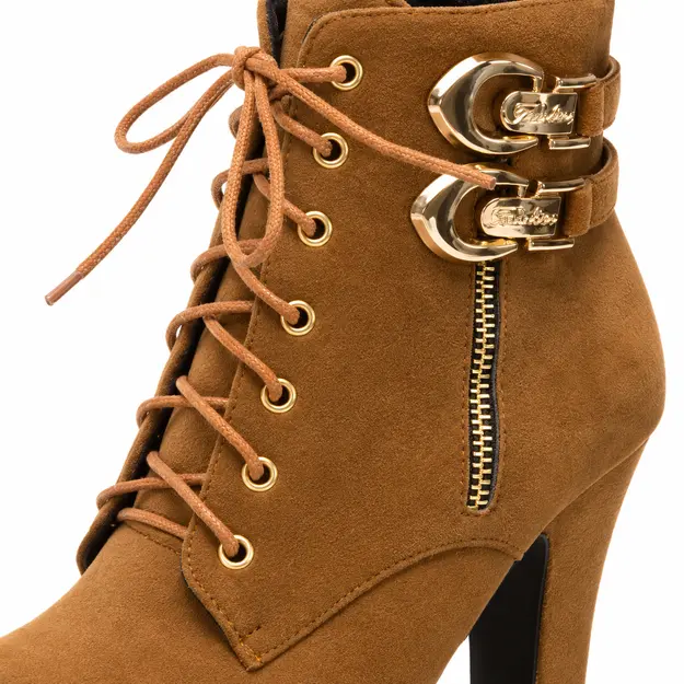 Chaussures femme bottines effet daim marron mode et confort