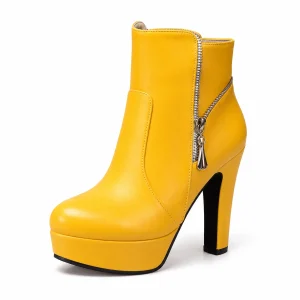 bottines femme jaunes a plateforme et talon carre lot18a vue principale