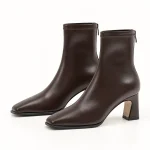 Bottines femme marron à bout carré avec zip arrière élégantes