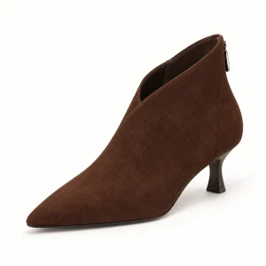 bottines femme marron a bout pointu et talon fin lot18b vue principale