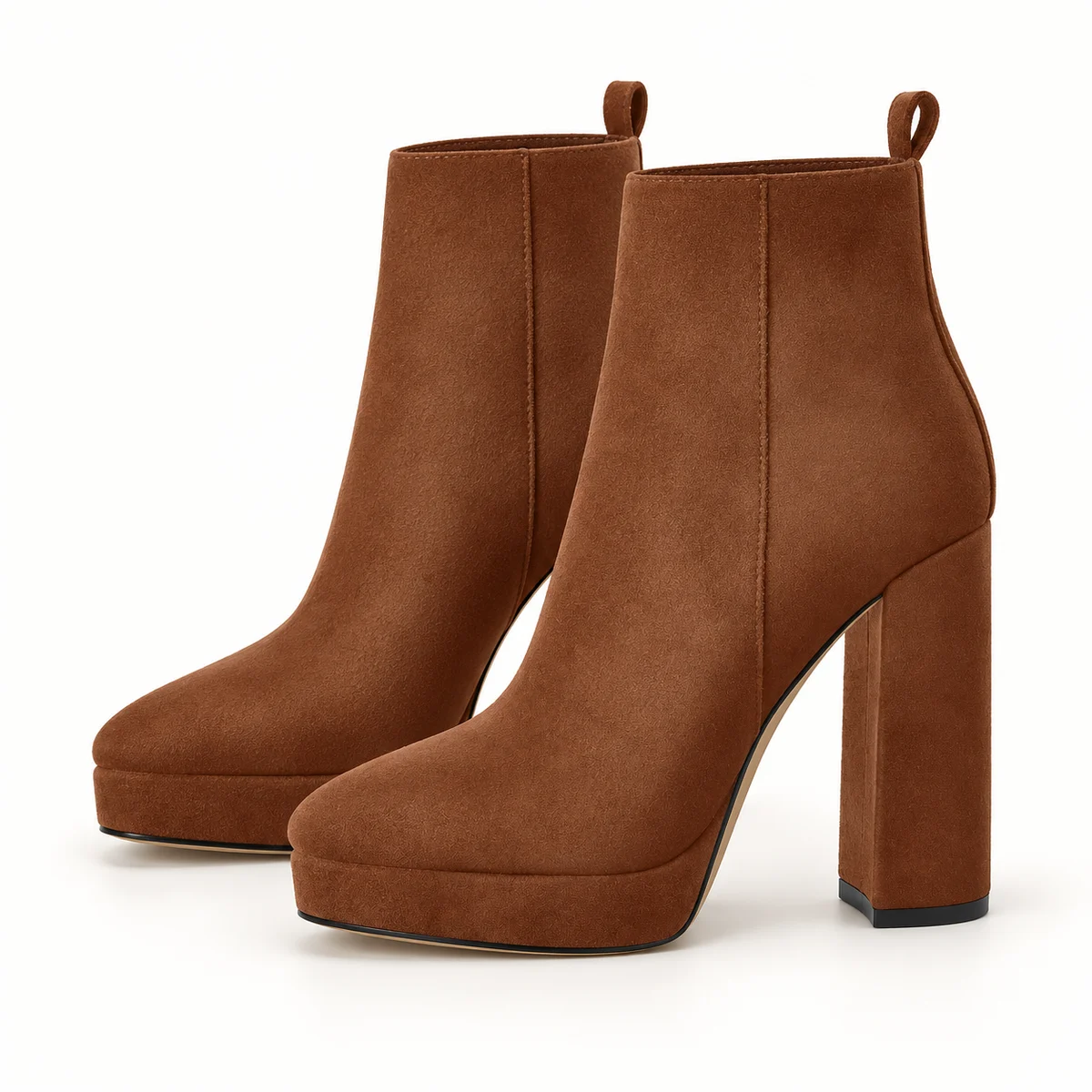 Bottines femme marron à plateforme et talon rond pour style élégant