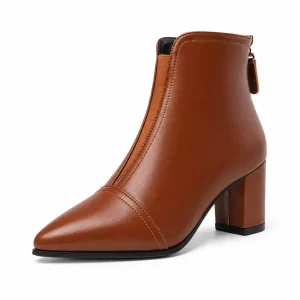 Bottines femme plates confort à plateforme marron élégantes