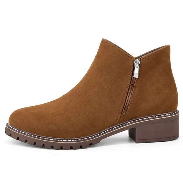 bottines femme marron a zip et finition mate vue de profil sur fond blanc 44742