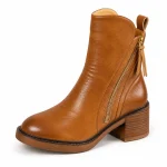 bottines femme marron a zip oblique et talon carre lot18b vue principale