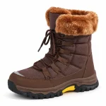 bottines femme marron en pu a lacets vue de trois quarts sur fond blanc 44788