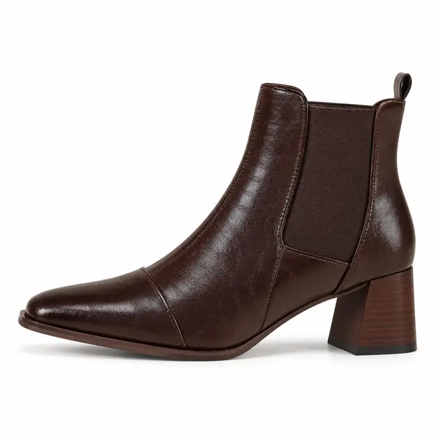 bottines femme marron en similicuir a zip vue de profil sur fond blanc 45069