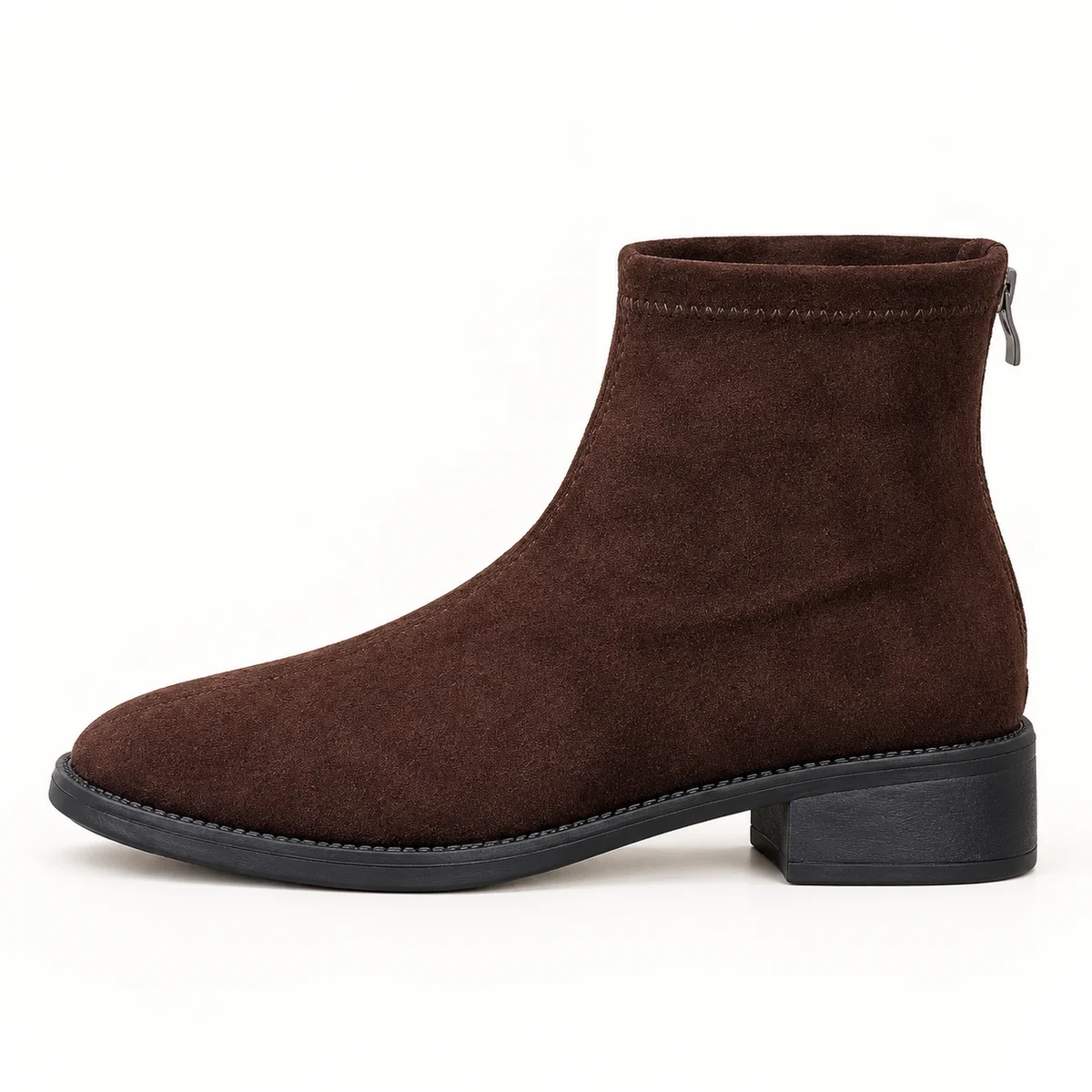 Chaussures femme marron confortables en velours avec petit talon