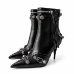 Bottines femme noires à boucles et talon aiguilles élégantes