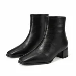 Bottines pour femme noires à bout carré et petit talon élégantes
