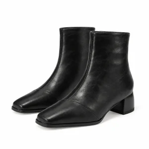 Bottines pour femme noires à bout carré et petit talon élégantes
