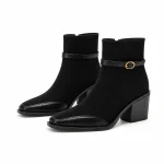 Bottines noires femme à bout lisse et bride fine élégantes