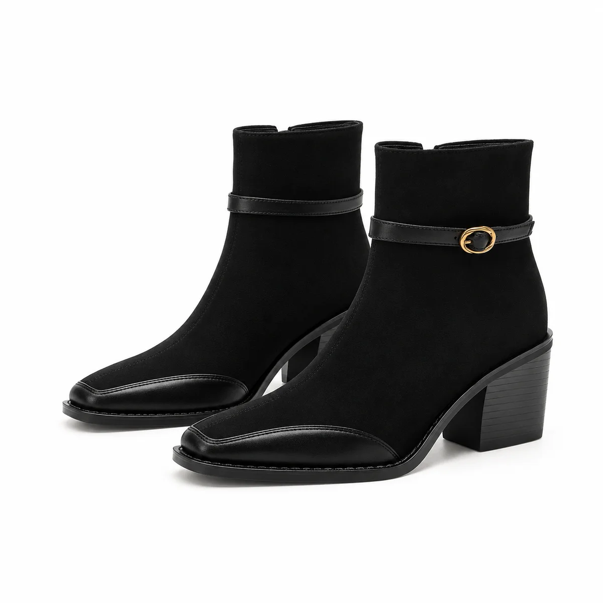 Bottines noires femme à bout lisse et bride fine élégantes