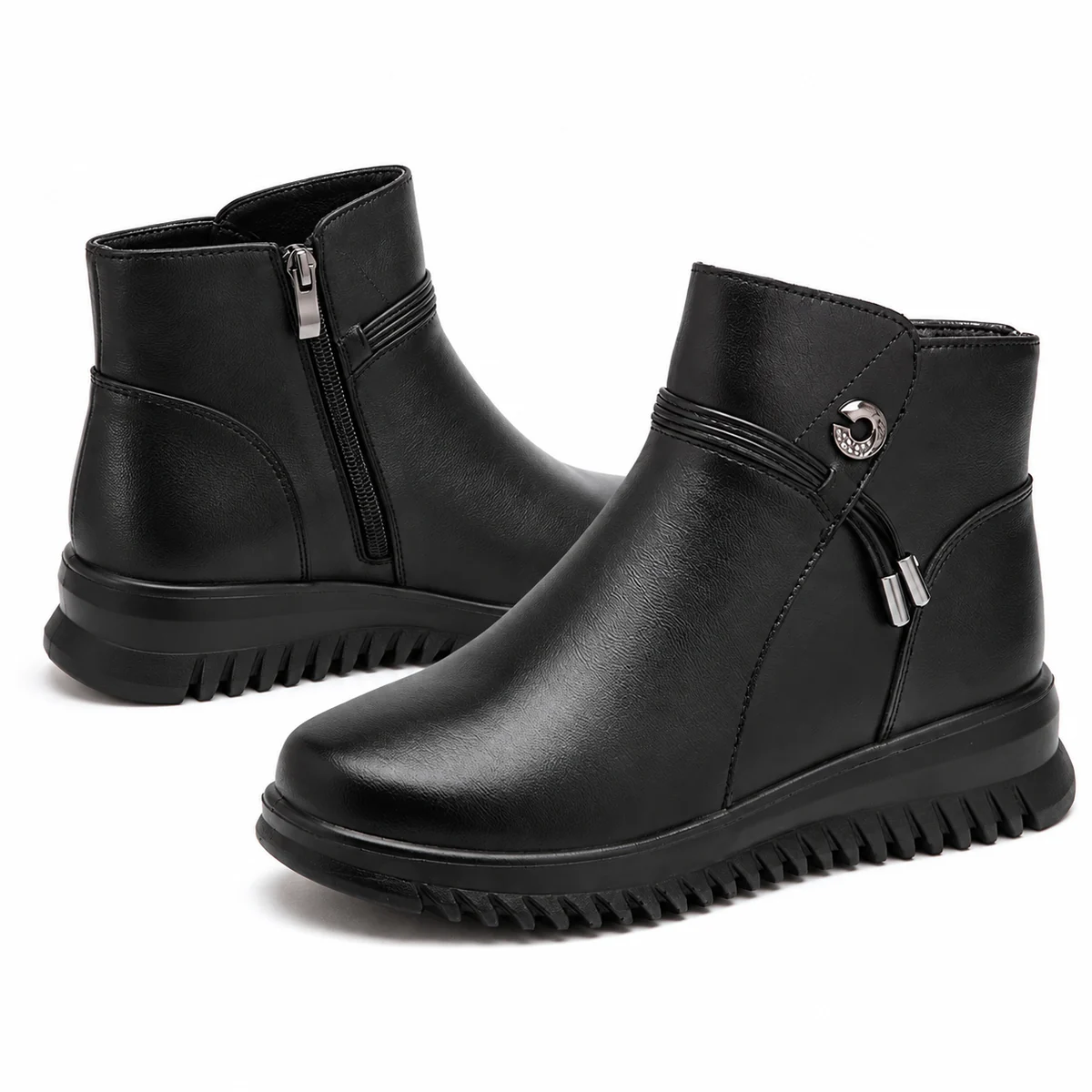 Bottines à bride stylée pour femme avec zip sur le côté