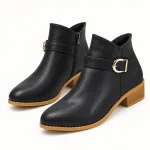 Bottines femme noires à bride fine et boucle dorée élégantes