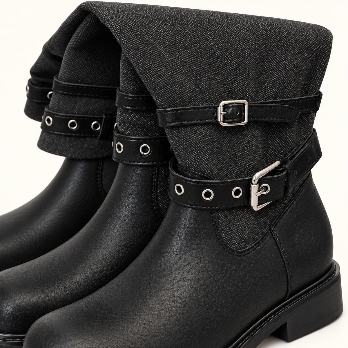 Bottines à brides et œillets métalliques tendance pour femme