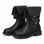 Bottines femme noires à brides avec œillets métalliques élégantes