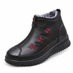 Bottines femme noires avec broderie florale élégante