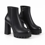 Bottines femme noires à haut talon et plateforme élégantes
