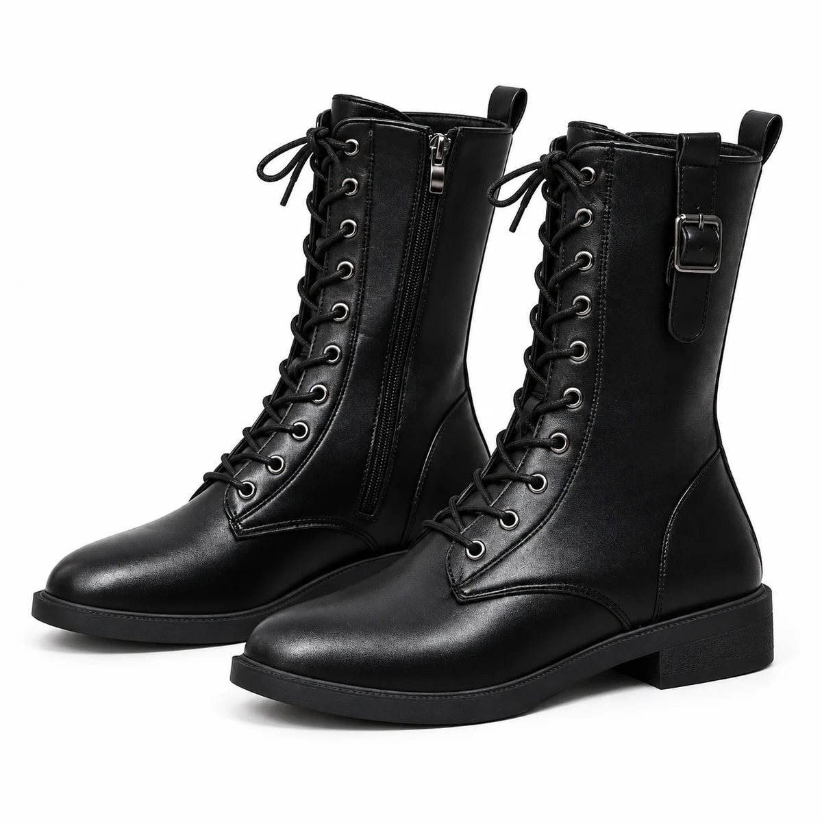 Bottines femme noires à lacets avec bride au col élégantes