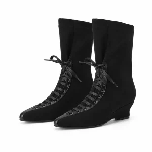 Bottines femme noires à lacets avec talon compensé élégantes