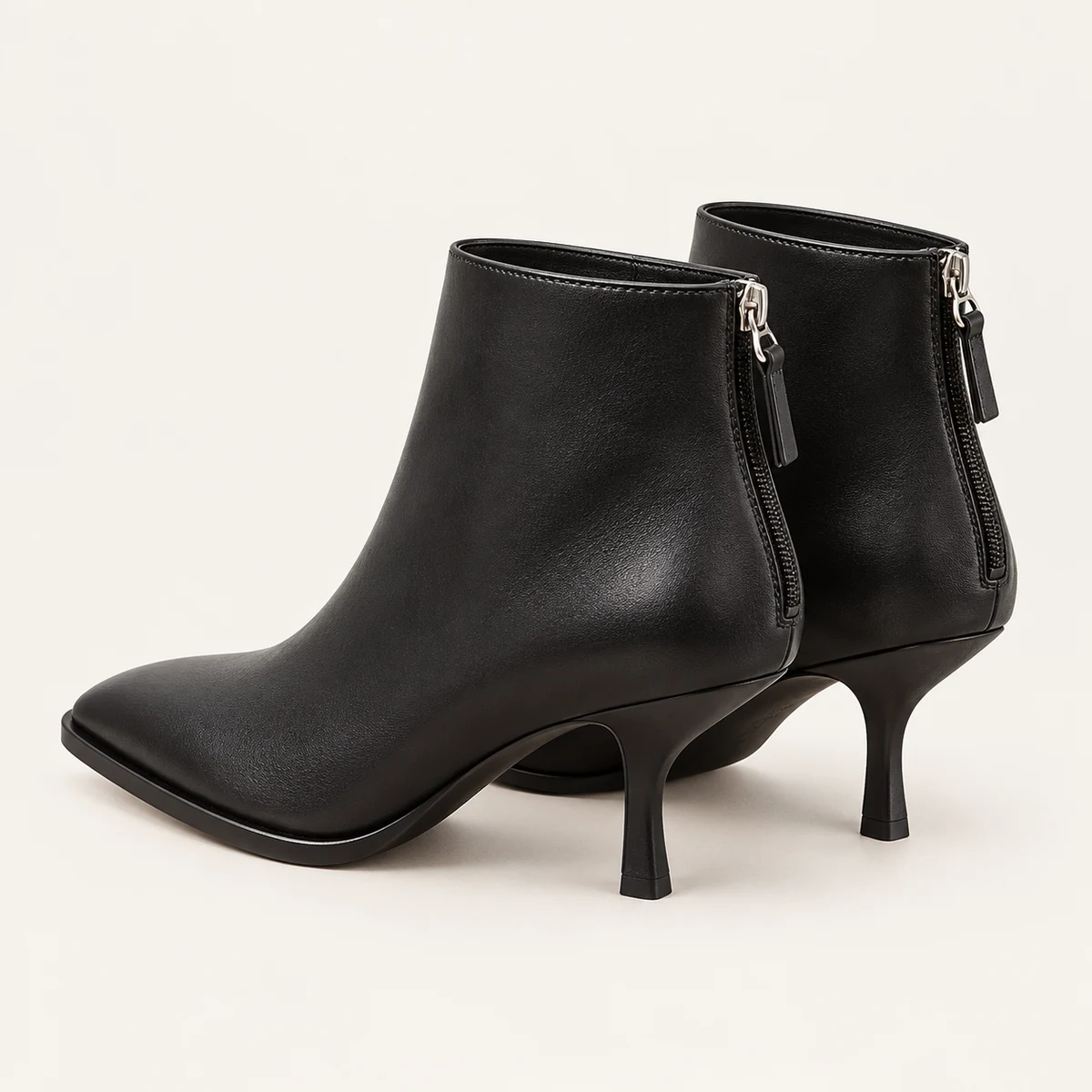 Bottines noires à petit talon fin avec fermeture éclair arrière pour femmes modernes