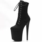 Bottines femme noires à plateforme avec lacets et fermeture éclair élégantes
