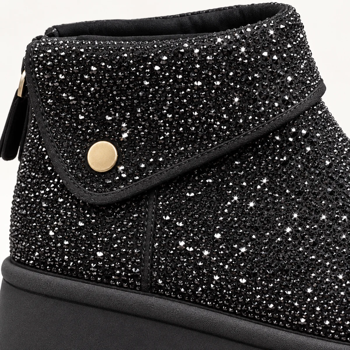 Bottines élégantes noires à plateforme avec strass pour femme mode et tendance